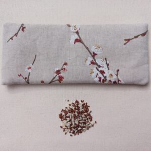 Coussin de relaxation pour les yeux, coton motif fleurs de cerisier beige